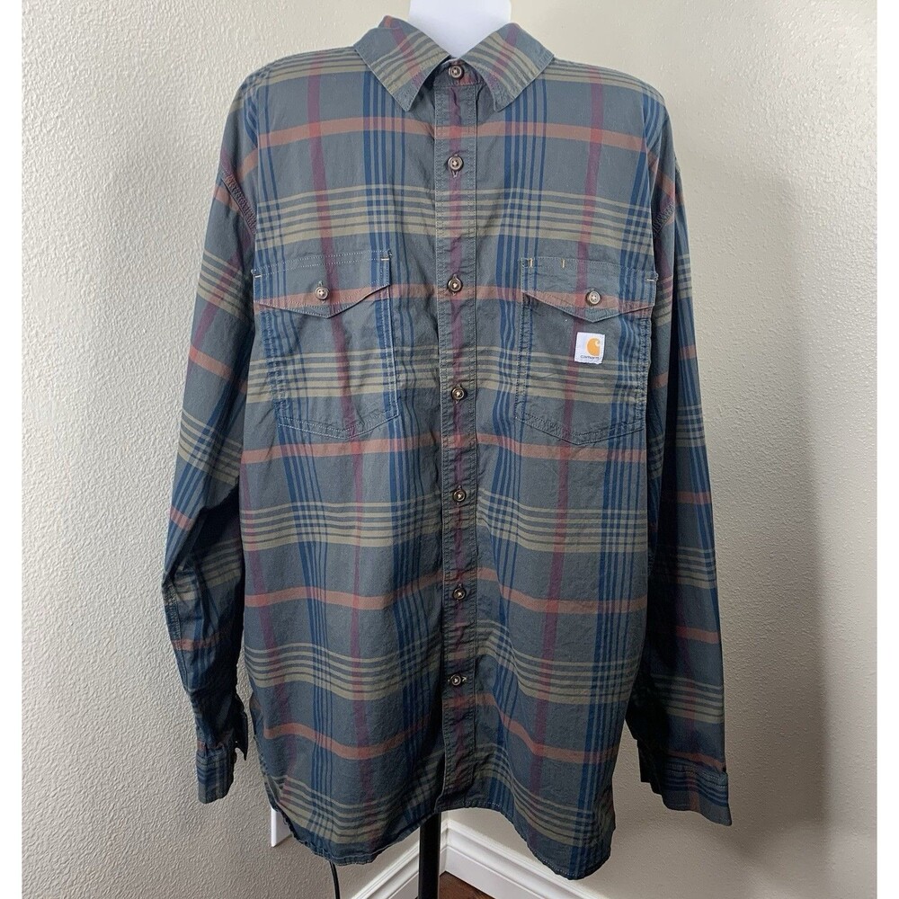 Carhartt Relaxed Fit Rugged Flex Men’s Sz 2XL Plaid Long Sleeve Button Shirt